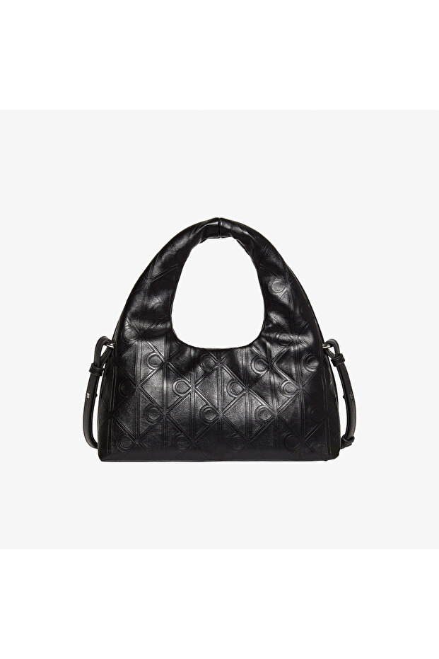 Emblem Puffer with Strap Women's Black Crossbody Bag