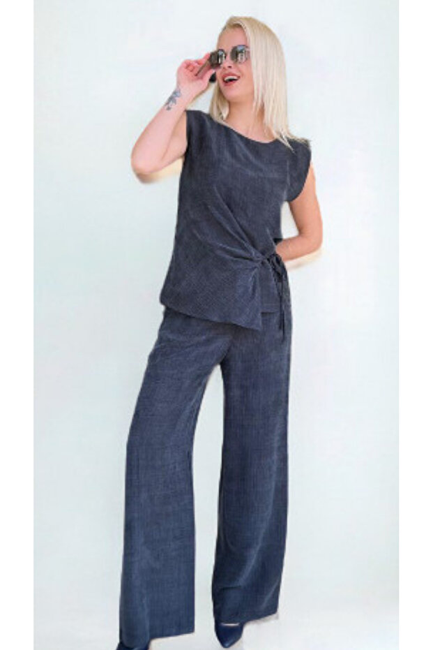 SİMLİ CUPRA KUMAŞ BLUZ - 2