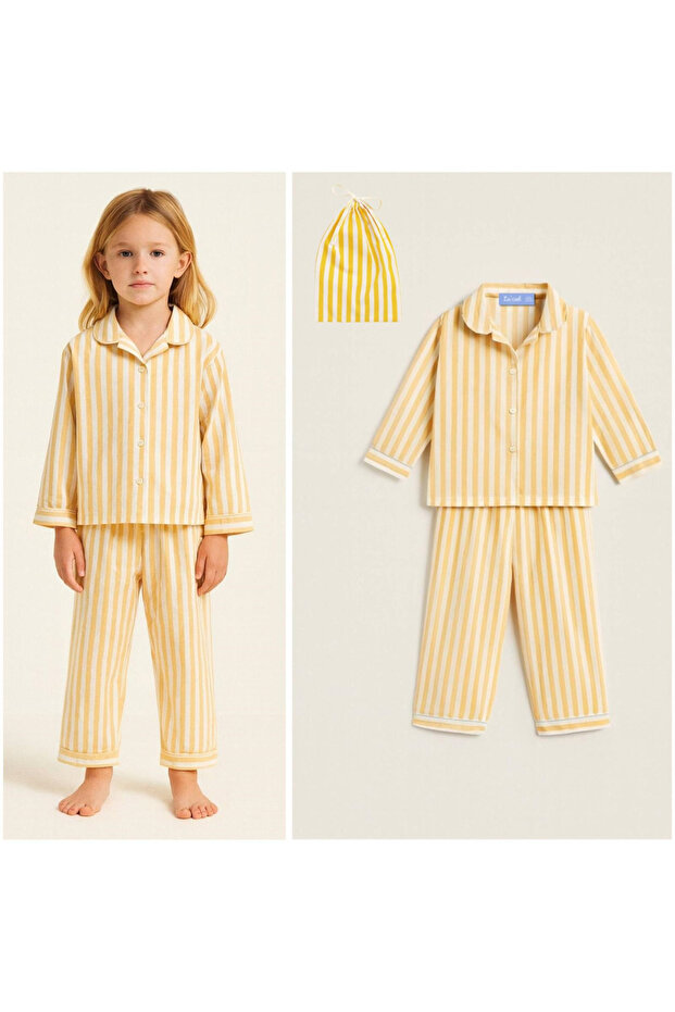 Laciel Paris Unisex Yellow Striped Pajama Set