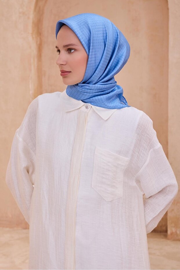 وشاح تويل حرير - 4104-54 أزرق - 1