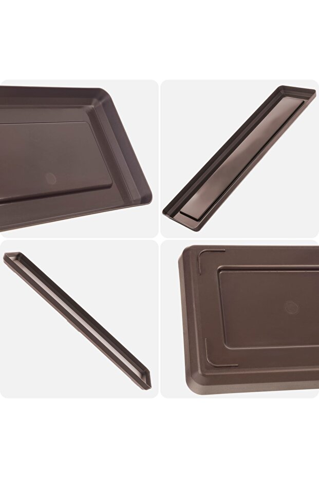 Flowerpot Stand 50cm Rectangular Tray Mocha Plastic - 3