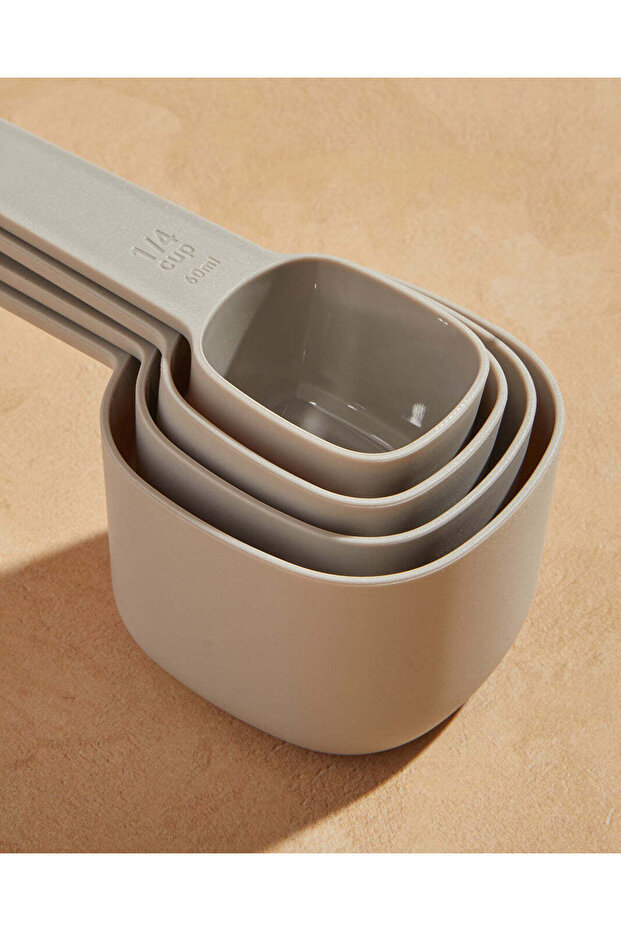 طقم أكواب قياس رمادي سادة (4 قطع) - 2