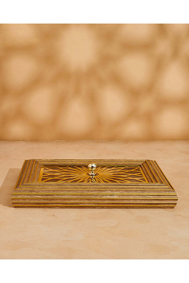 Brown Rectangle Serving Tray With Acrylic Lid - 2