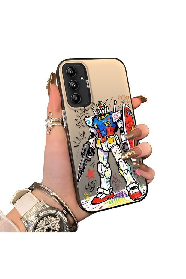 Samsung Galaxy A14 4G/5G Compatible Hard Acrylic Back Silicone Edge Lens Protection Mechanical Robot Pattern Case