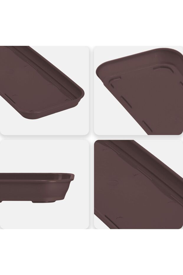 Flowerpot Stand 60cm Rectangular Plastic Tray Brown - 5