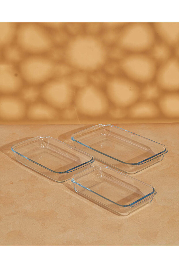 طقم صواني خبز شفافة مكون من 3 قطع - 1