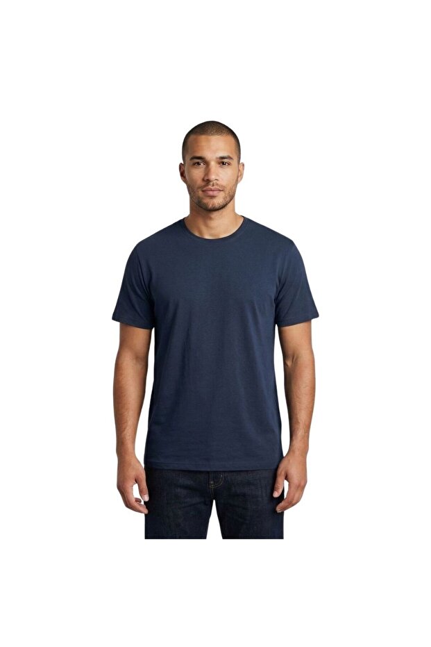 O Neck Basic Men's T-Shirt 100-03 Navy Blue