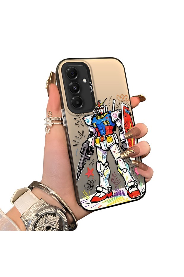 Samsung Galaxy A16 4G/5G Compatible Hard Acrylic Back Silicone Edge Lens Protection Mechanical Robot Pattern Case