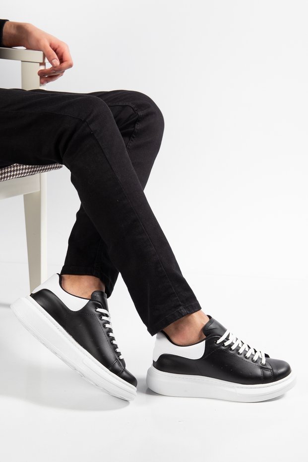 Men's Sports Shoes Suitable for Daily Use Sneakers Lace-Up White - Black