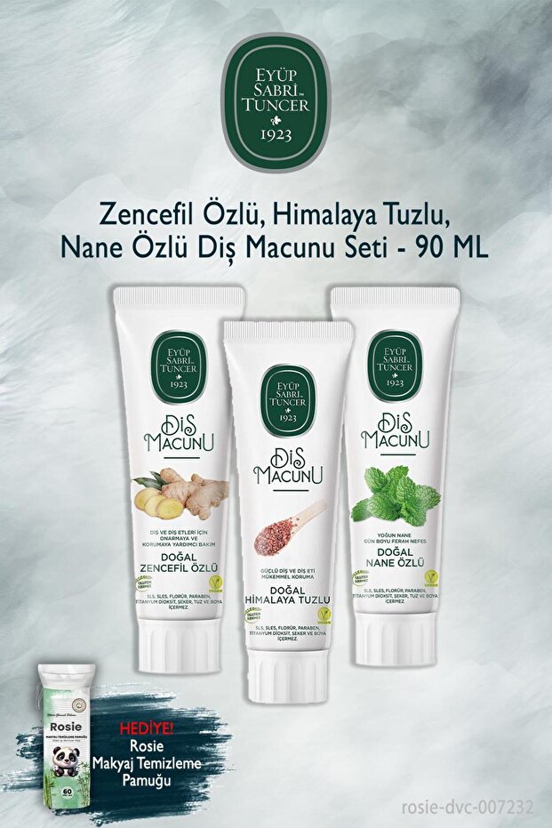 3 Pieces of 90 ml Ginger, Himalaya, Mint Toothpaste, Rosie
