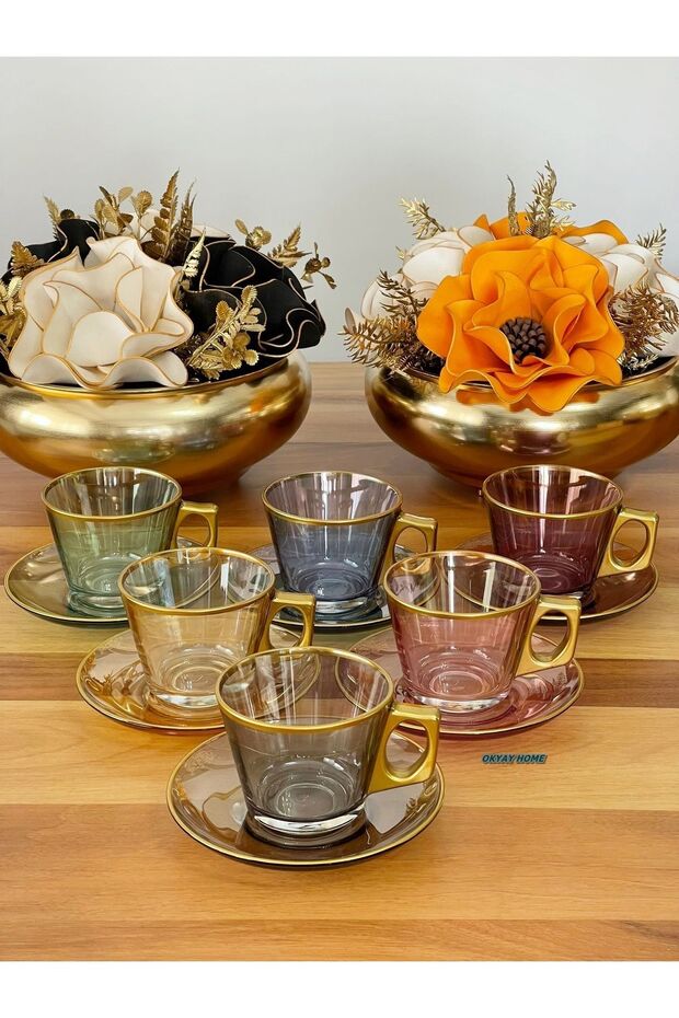 Vela Cup Set 12 Piece Tea Set for 6 People, Coffee Set, Luxury, Gift Dowry Box