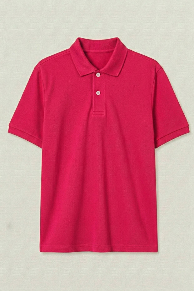 Cotton Lu Polo Collar Pomegranate Flower Short Sleeve T-Shirt Suitable for School and Daily Use