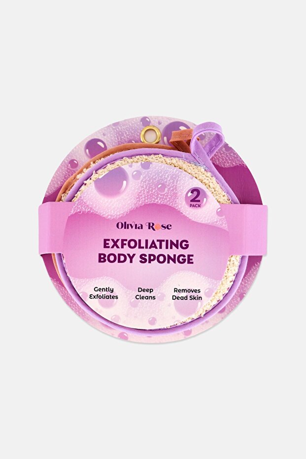 2 Pieces Textured Body Sponge, Cream