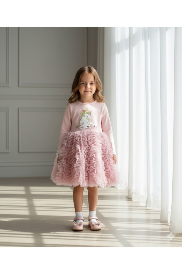 -Princess Casual Dress, Onion Pink, 3Y to 10Y