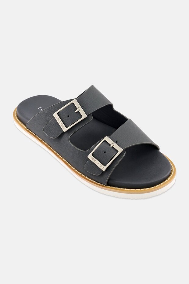 Men Adjustable Slip On Arabic Sandal, Dark Grey