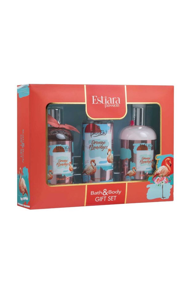 Orange Flamingo Body Lotion 350 ml + Body Mist 250 ml + Shower Gel 350 ml