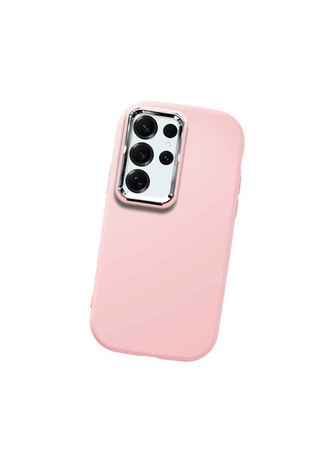 Samsung Galaxy S25 Ultra Compatible Camera Protected Pink Soft Silicone Phone Case Patterned