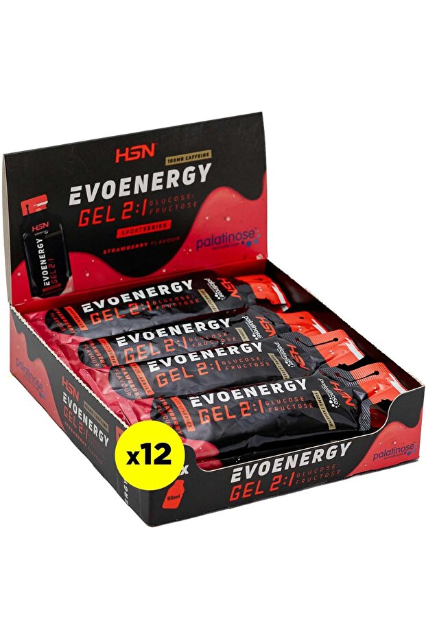 Evonergy Gel With Caffeine | Strawberry - Box of 12 Units of 55ml