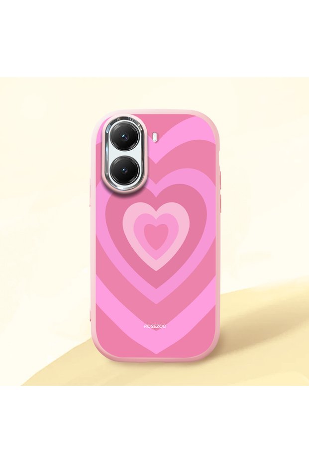 حافظة سيليكون وردية اللون متوافقة مع هاتف Poco X7 Pro مع ماصّ للصدمات كاميرات واقية بنمط قلب
