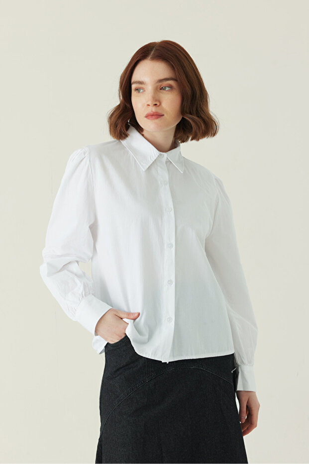 Basic Poplin Gömlek Beyaz - 2