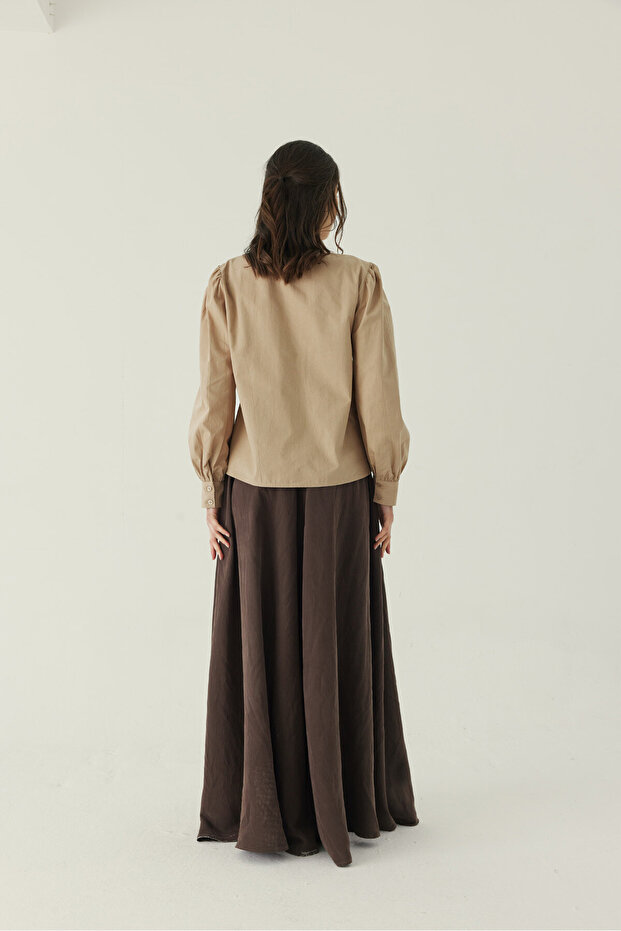 Basic Poplin Gömlek Bej - 2