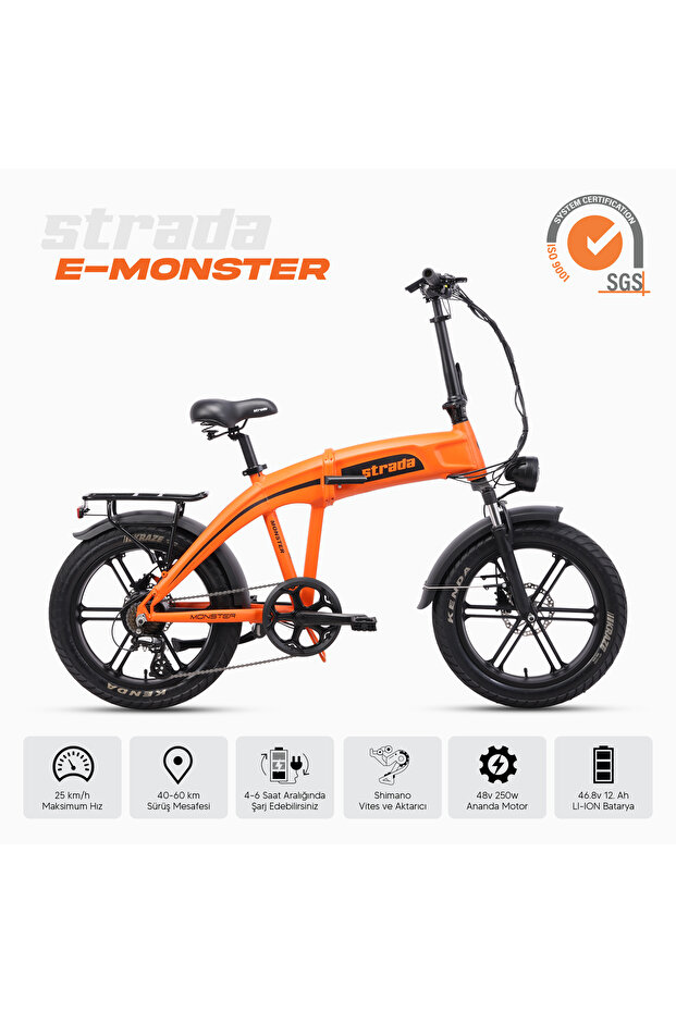 Stradacycles Strada E-Monster 20 Jant Katlanabilir Yüksek Torklu Elektrikli Bisiklet