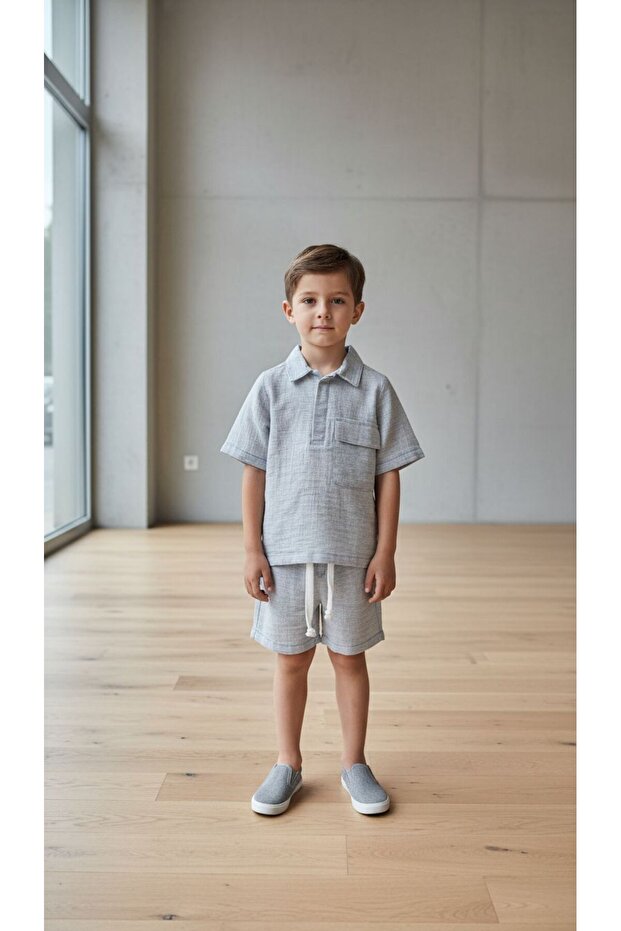 Nanica T-Shirt and Shorts Set for Ages 3-8 - Blue