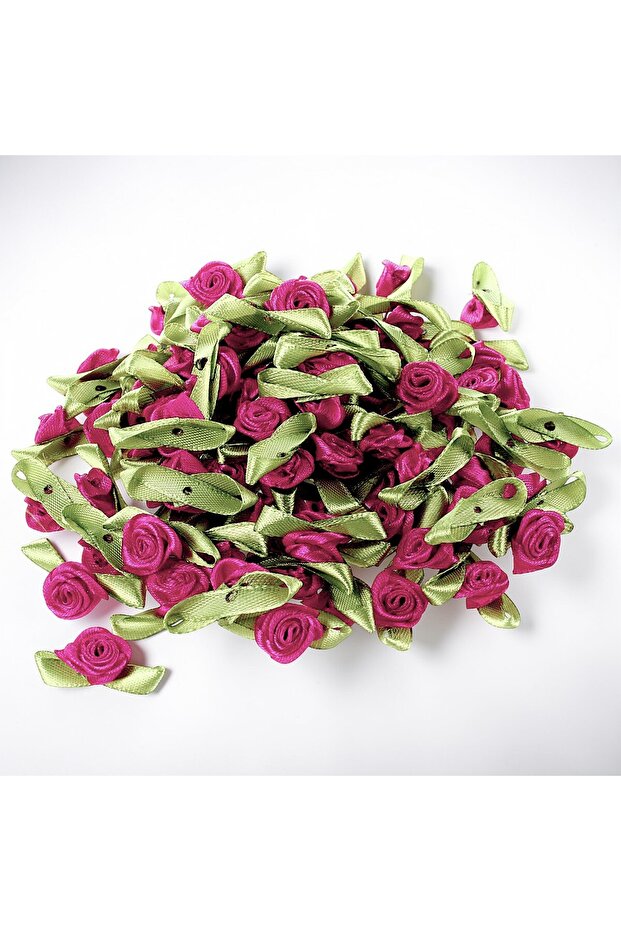 10 Pieces of Mini Decorative Satin Ribbon Rose Flowers (2.5 cm) (Plum)