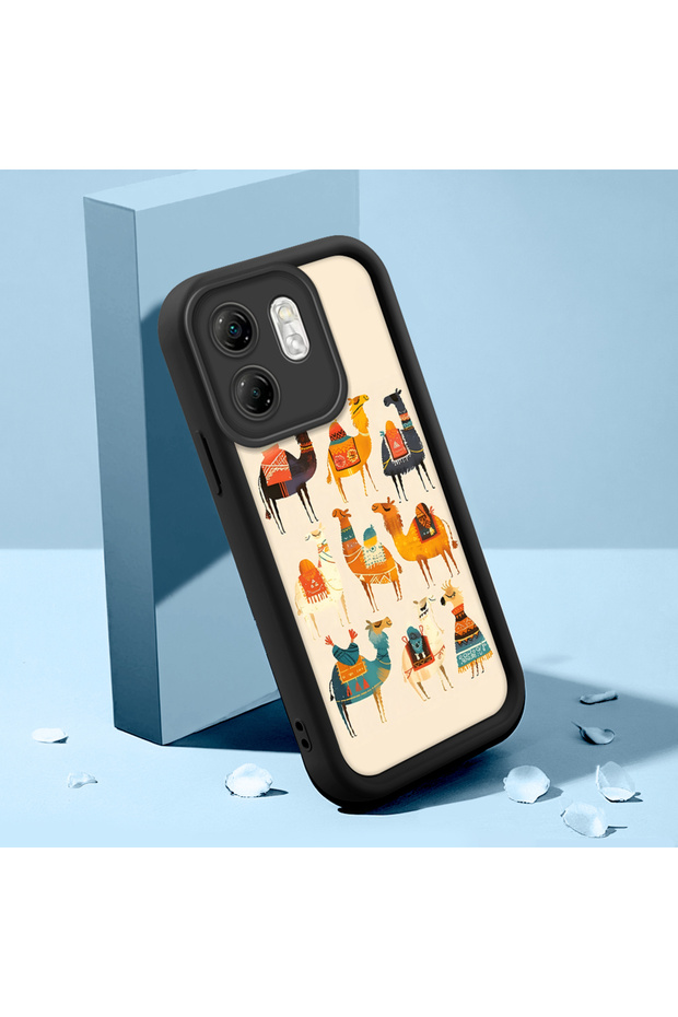 حافظة هاتف من السيليكون متوافقة مع هاتف Infinix Smart 9، مصنوعة من السيليكون الأنيق من نوع camel and desert منقوش