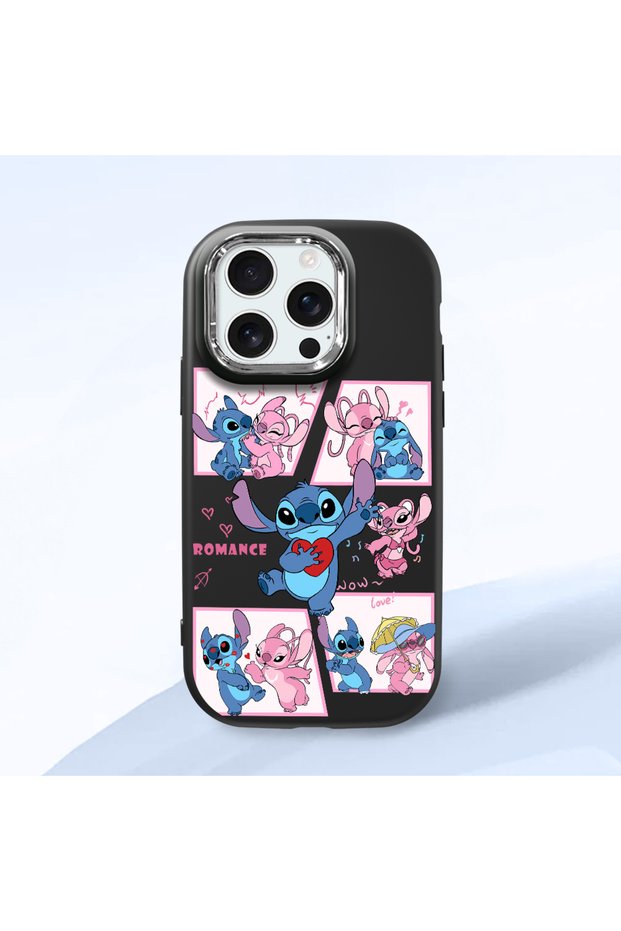 iPhone 16 Pro Compatible Shock-Absorbing Camera Protected Black Silicone Case Stitch Patterned