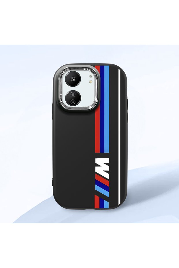 Redmi 13C 4G/5G Compatible Shock-Absorbing Camera Protected Black Silicone Case Bmw Patterned