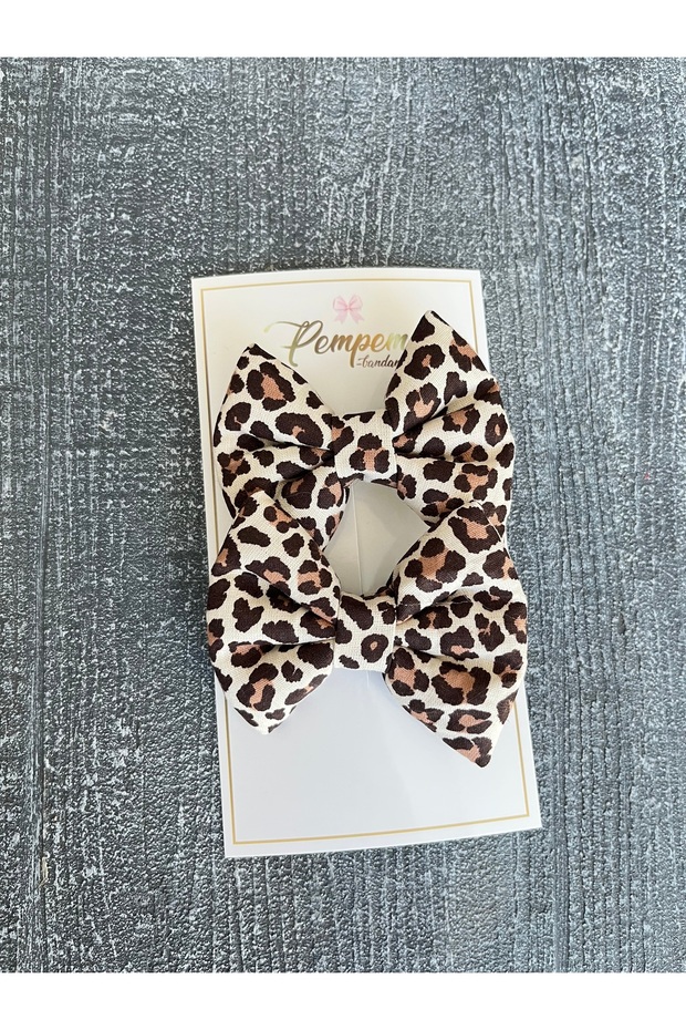Girl's 2-Piece Large Size Patterned Fluffy Bow Clip Buckle
