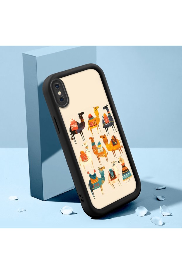 iPhone X/Xs Compatible Stylish Camel and Desert Patterned Silicone Phone Case