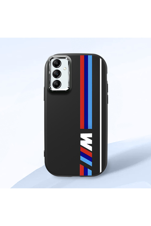 Samsung Galaxy A14 4G/5G Compatible Shock-Absorbing Camera Protected Black Silicone Case Bmw Patterned
