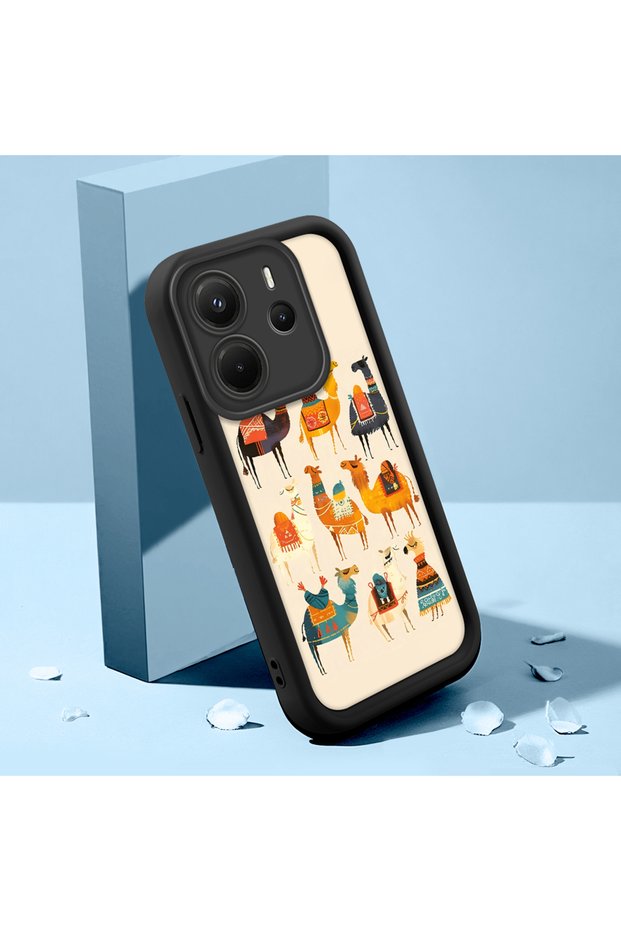 Redmi Note 14 4g Compatible Stylish Camel and Desert Patterned Silicone Phone Case