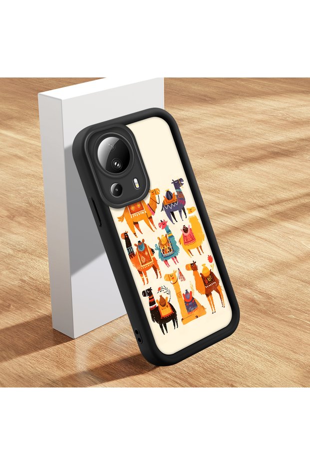 حافظة هاتف من السيليكون متوافقة مع هاتف Mi 13 Lite، مصنوعة من السيليكون بتصميم أنيق على شكل جمل وصحراء منقوش