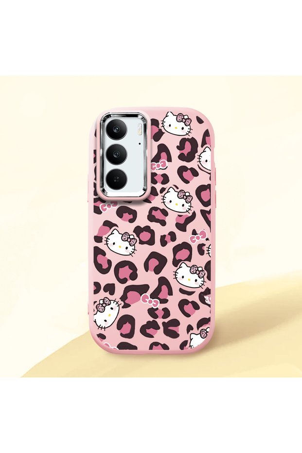 Realme C75 4g Compatible Shock-Absorbing Camera Protected Pink Silicone Case Kitty