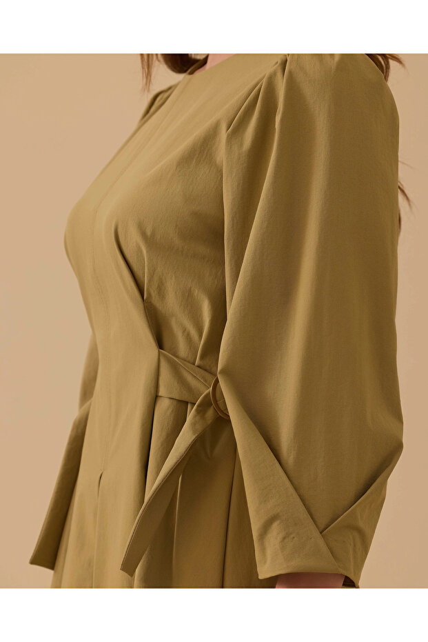 Bel Ayarlamalı Midi Elbise - 6