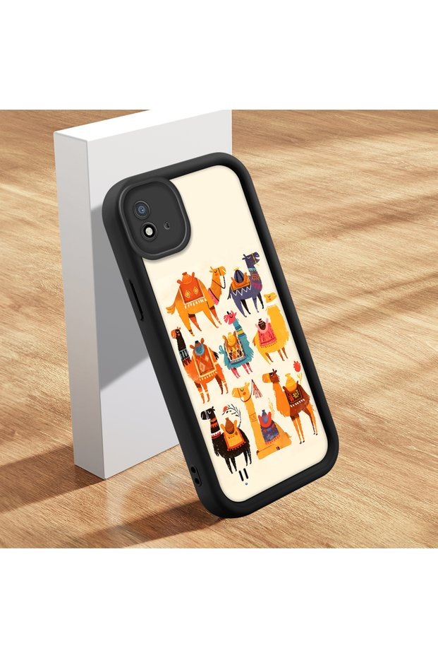 حافظة هاتف من السيليكون متوافقة مع Realme C20/C20A، مصنوعة من السيليكون الأنيق من نوع camel and desert منقوش