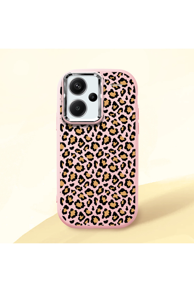 Redmi Note 13 Pro Plus+ 5g Compatible Shock-Absorbing Camera Protected Pink Silicone Case Leopard Printed I