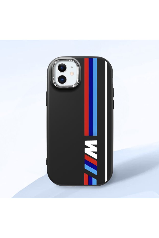 iPhone 12 Mini Compatible Black Silicone Case with Shock-Absorbing Camera Protections Bmw Patterned