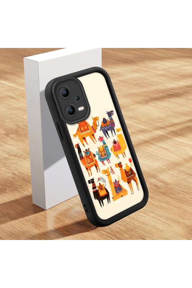 حافظة هاتف من السيليكون متوافقة مع هاتف Redmi Note 12 5G، مصنوعة من السيليكون الأنيق باللونين الجملي والصحراوي منقوش