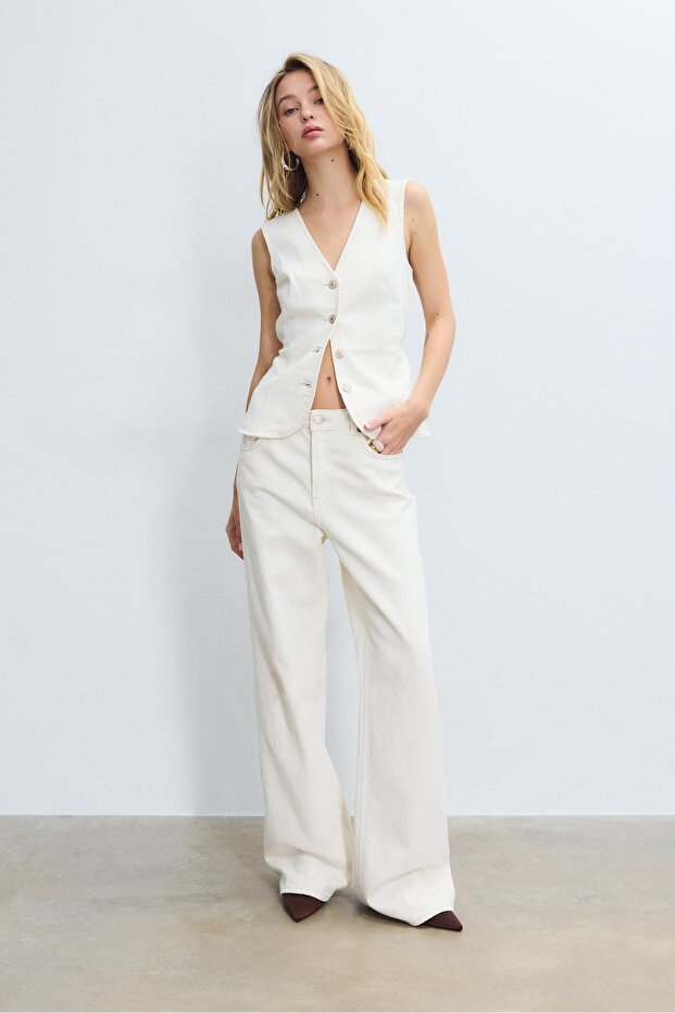 Vücudu saran denim top - 2