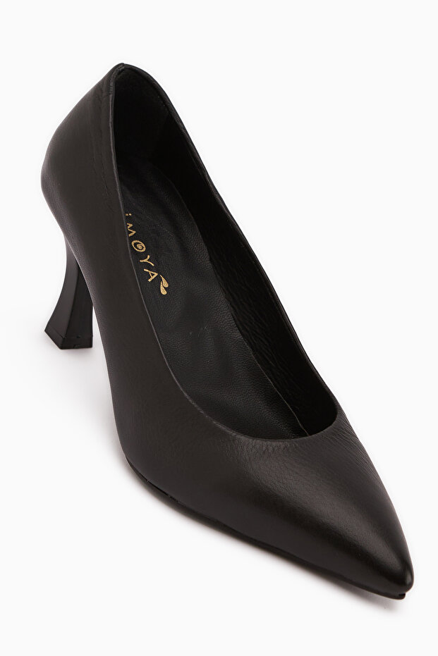 Clarry Genuine Leather Black Women Heeled Shoes