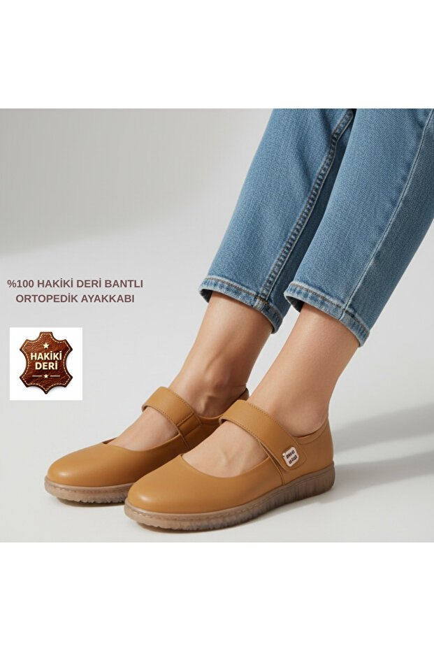 100% Genuine Leather Full Orthopedic Sole Comfortable Stretchy Ballet Flats Shoes