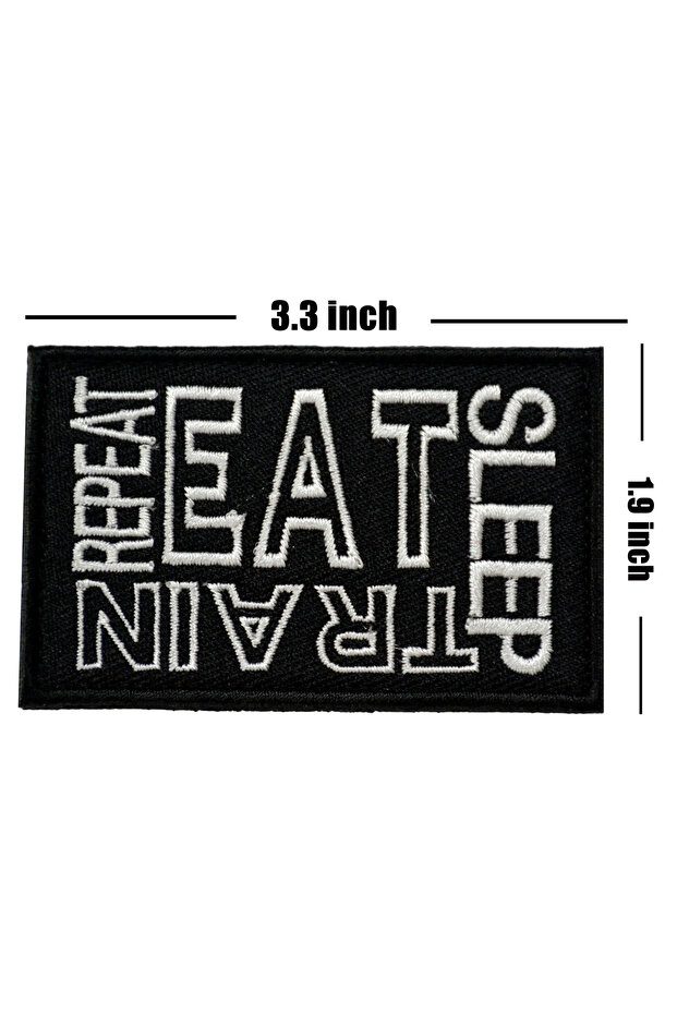 أكل، نوم، تدريب، تكرار مطرز قطعة من الفيلكرو (8x5 سم) - 1