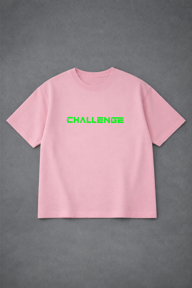 تي شيرت T-CHALLENGE مطبوع كبير الحجم بنسبة 100% قطن مصنوع من مادة مريحة