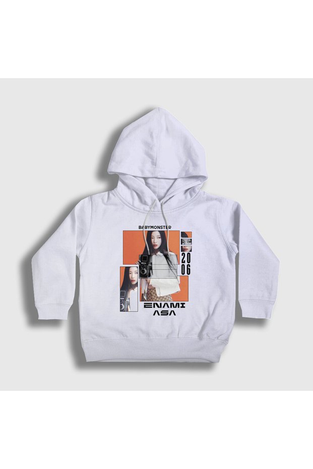 Unisex Kids White Poster Asa Babymonster Baby Monster Hooded Sweatshirt 609088Tt
