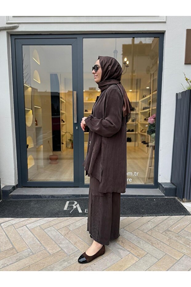 39208 Patterned Women's Set Brown - 5