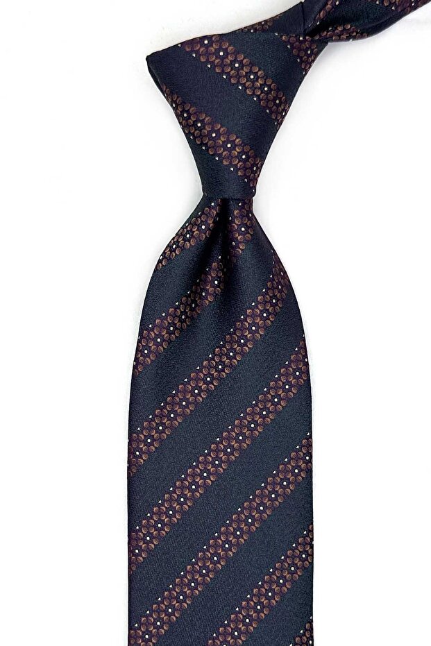 Green - Classic Tie with Plum Line Pattern and Handkerchief Kk13461